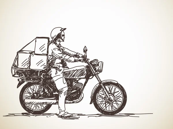 Croquis de la livraison de moto — Image vectorielle