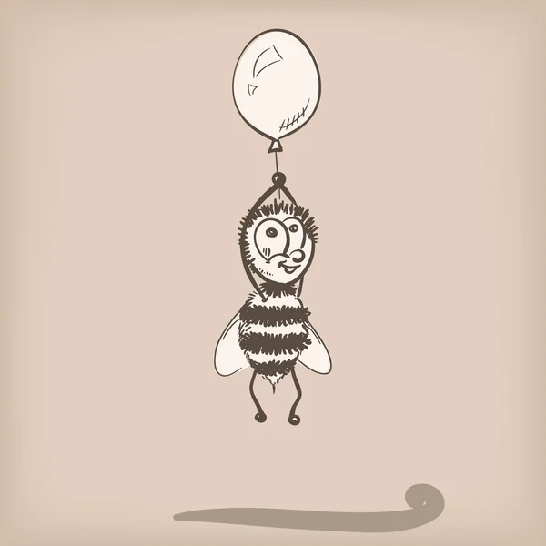 Szkic Pszczoła bazgroły z balonem — Wektor stockowy