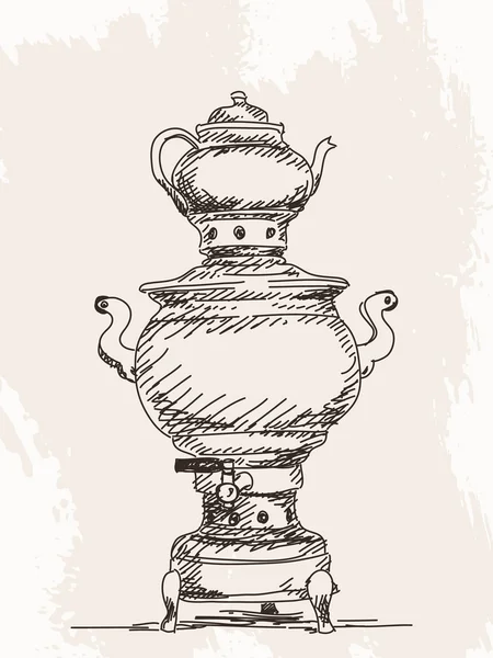 Ruční kreslení samovar — Stockový vektor