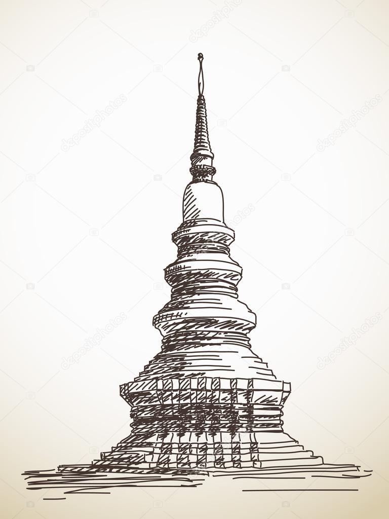 Sketch of thai stupa Chedi