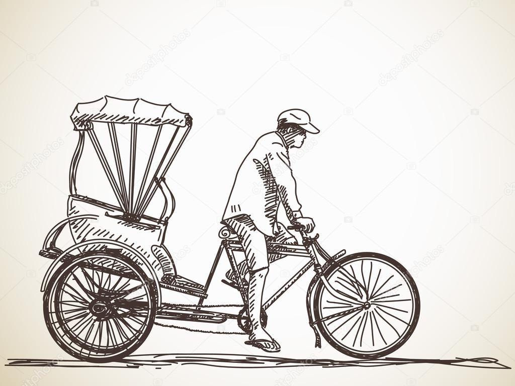 Sketch of cycle rickshaw