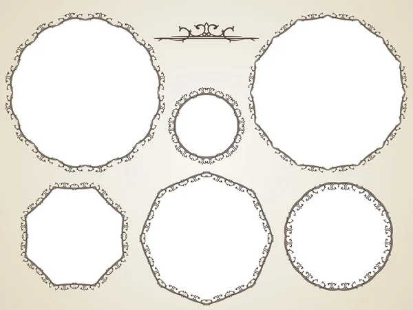 Molduras redondas caligráficas —  Vetores de Stock