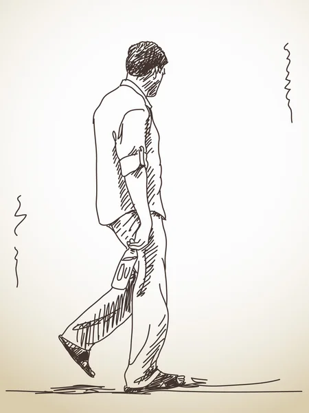 Skizze eines wandelnden Mannes — Stockvektor