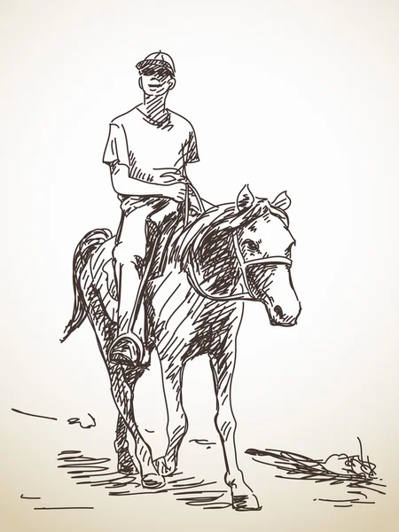 Bosquejo del hombre a caballo — Archivo Imágenes Vectoriales