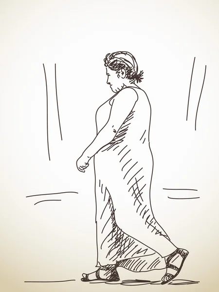 Bosquejo de mujer que camina — Archivo Imágenes Vectoriales