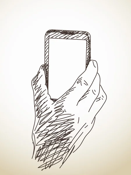 Main tenant le téléphone intelligent — Image vectorielle