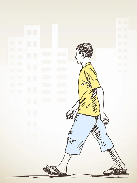 Walking man in city — Stok Vektör