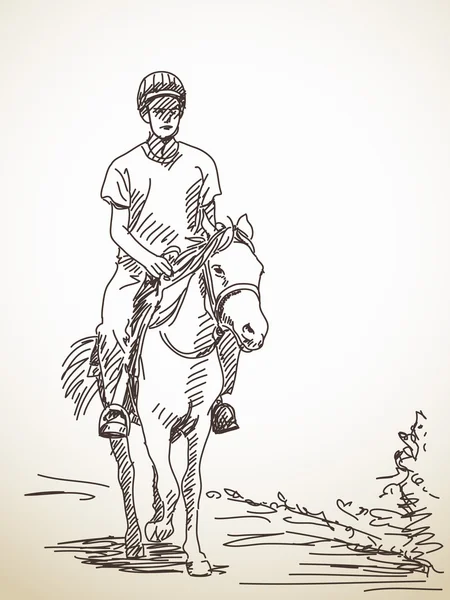 Schizzo dell'uomo a cavallo — Vettoriale Stock