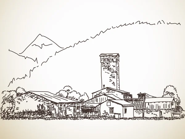 Torre Svan na Geórgia — Vetor de Stock