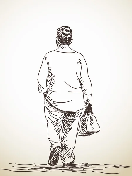 Σκίτσο του περπατήματος γυναίκα — Διανυσματικό Αρχείο