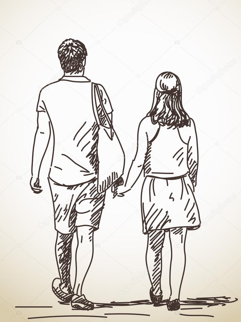 Continuous Line Drawing of Couple Walking with Casual Style - Vector  Illustration Stock Vector - Illustratio… | Line art drawings, Line drawing,  Vector illustration