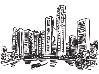 Singapur manzarası kroki