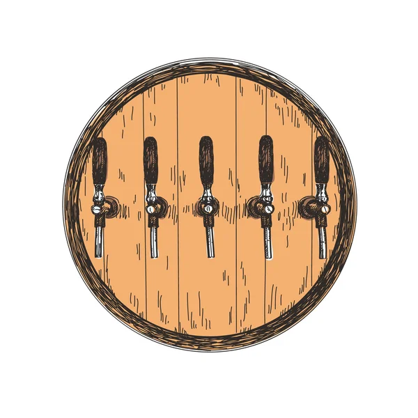 Baril de bière en bois dessiné à la main — Image vectorielle