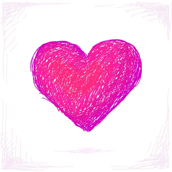 Croquis de coeur rose — Image vectorielle