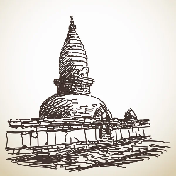 Esboço de stupa budista — Vetor de Stock