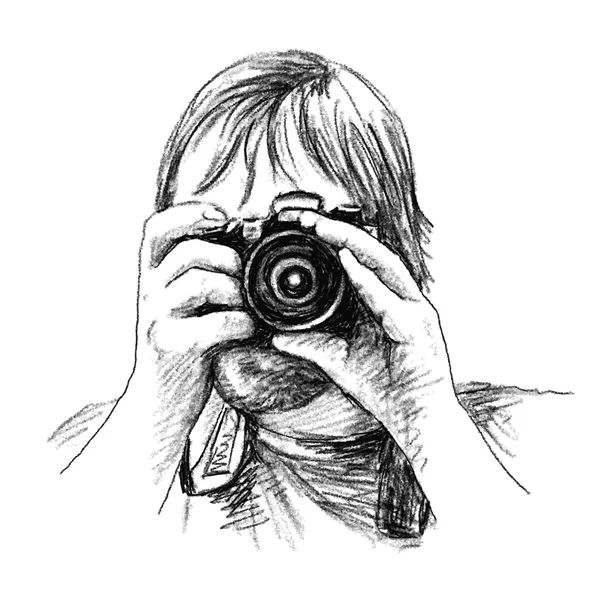 Photographe Croquis au fusain — Image vectorielle