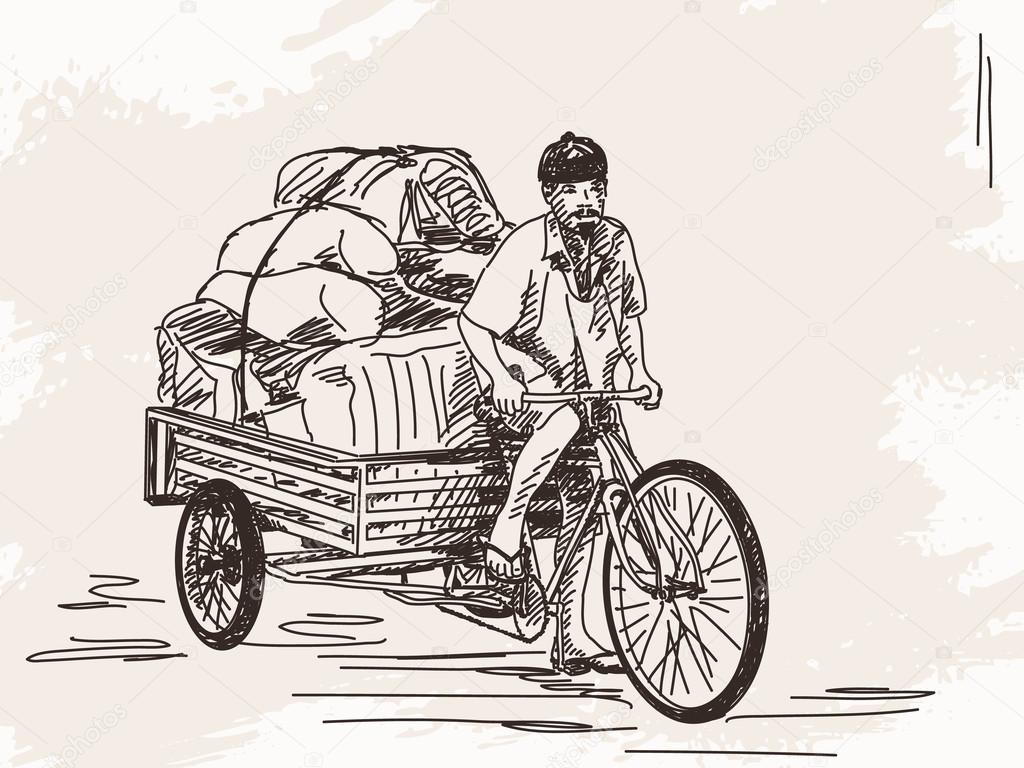 Sketch of cycle rickshaw