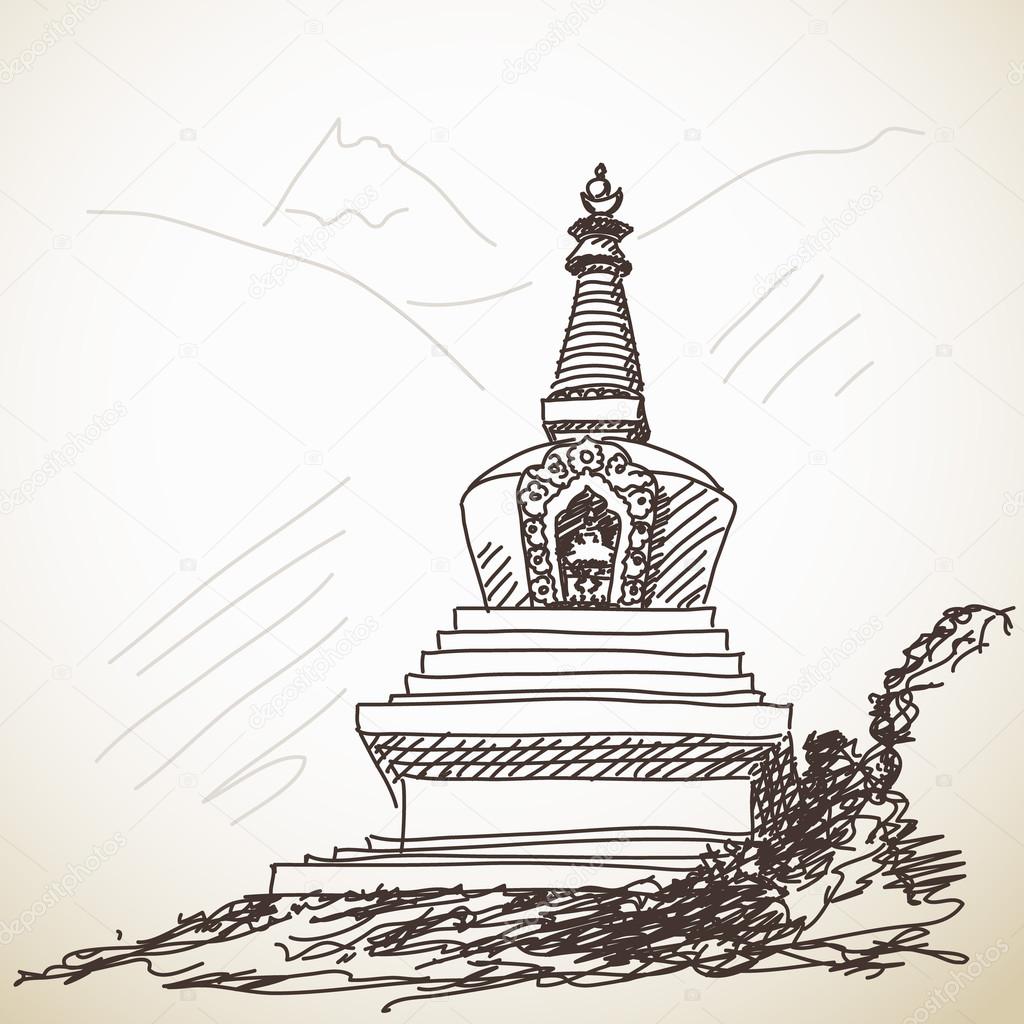 Buddhist stupa sketch