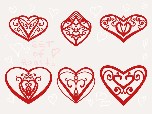 Conjunto de corazones ornamentales — Archivo Imágenes Vectoriales