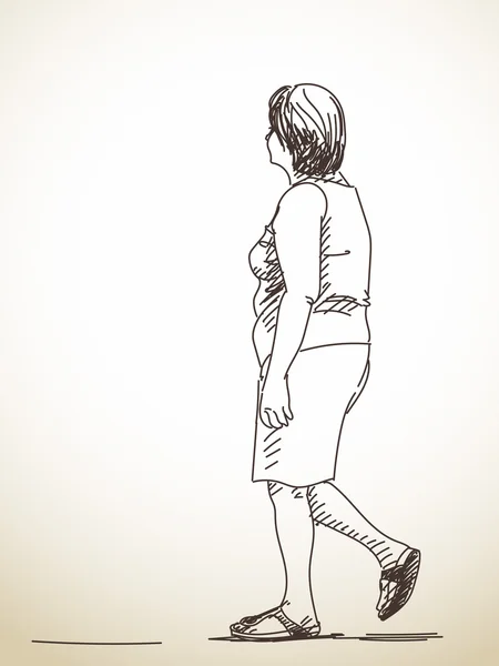 Croquis de la femme qui marche — Image vectorielle