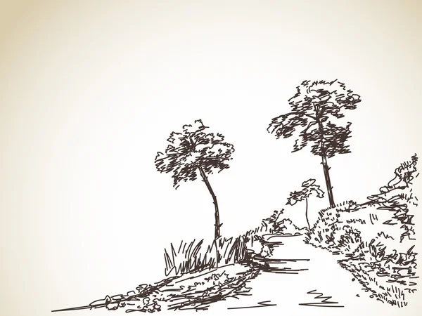 Сельская дорога на холме — стоковый вектор