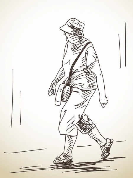 Skizze einer wandelnden Frau — Stockvektor