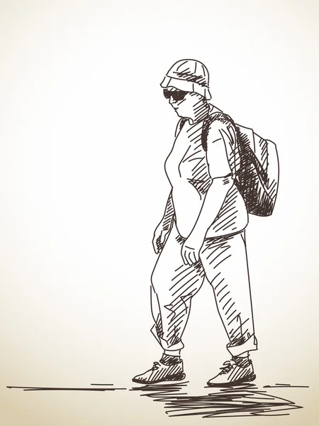 Sketch of walking woman — Stock Vector