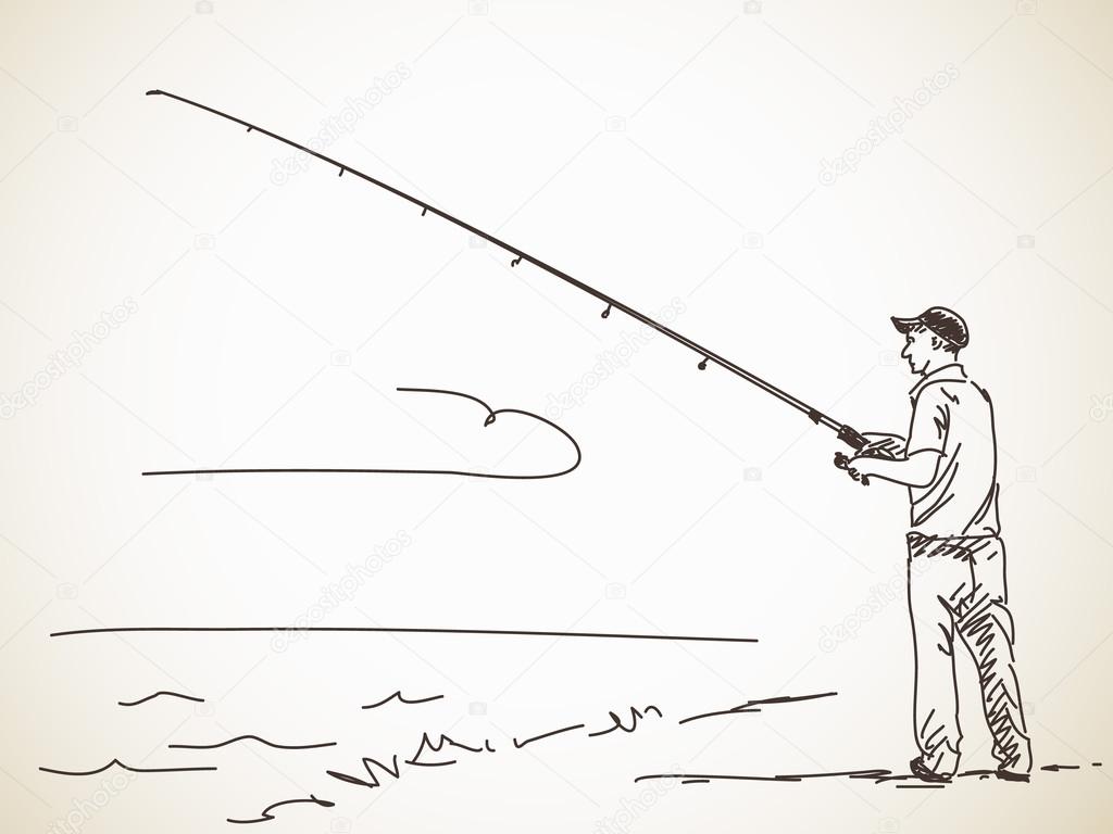 Fishing Drawing  How To Draw Fishing Step By Step