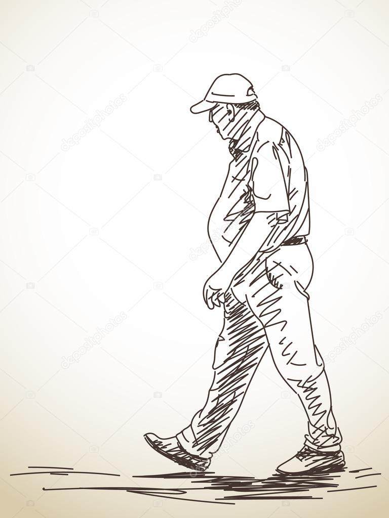 Vector Illustration Walking Man Sketch Young Stock Vector (Royalty Free)  1454169173 | Shutterstock