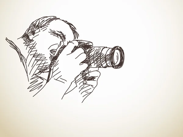 Fotógrafo con cámara fotográfica — Vector de stock