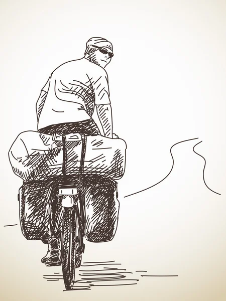 Croquis du cycliste de longue distance — Image vectorielle