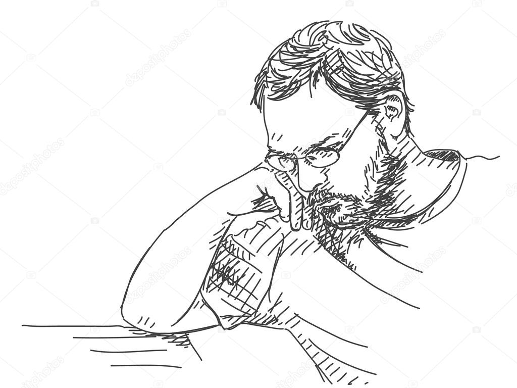 Sketch of thinking man Stock Illustration by ©OlgaTropinina #95814642