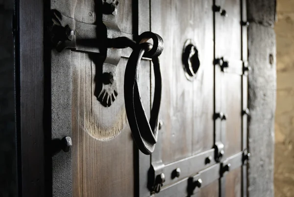 Antigua Puerta de Madera en la Fortaleza en la Antigua Ciudad de Kamyanets-Podilsky — Foto de Stock