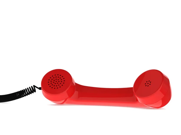 Κόκκινο ρετρό επιχειρήσεων τηλέφωνο δέκτη σε άσπρο φόντο — Φωτογραφία Αρχείου