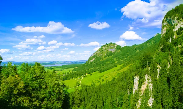 High Mountains near Schwangau Village, Neuschwanstein and Hohenschwangau Castles — ストック写真