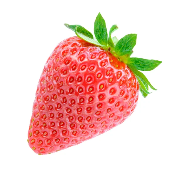 Süße saftige Erdbeere isoliert auf weißem Hintergrund. Sommer gesundes Ernährungskonzept — Stockfoto