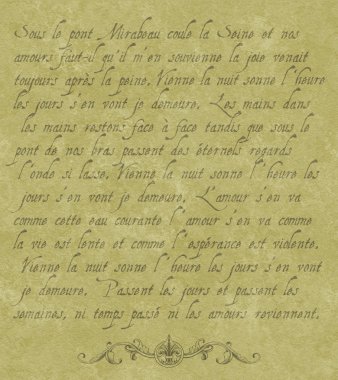 Eski parşömen üzerine Fransız yazma