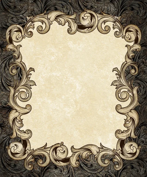 Moldura barroca gravada ornamentada — Fotografia de Stock