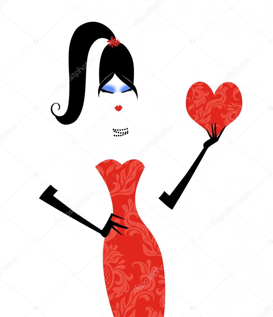 Chic Fashionista With a Red Valentine