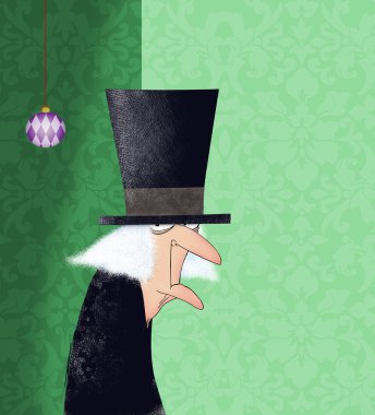 Funny Ink Drawing of Scrooge clipart