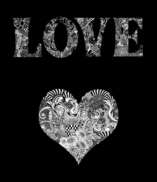 Love Typography Illustration med hjärta — Stockfoto