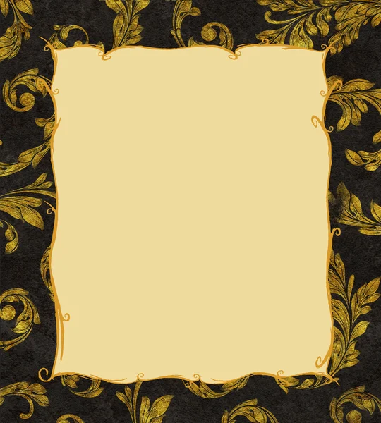 Gold Frame on a Background of Laurel Leaves — Stock Photo, Image