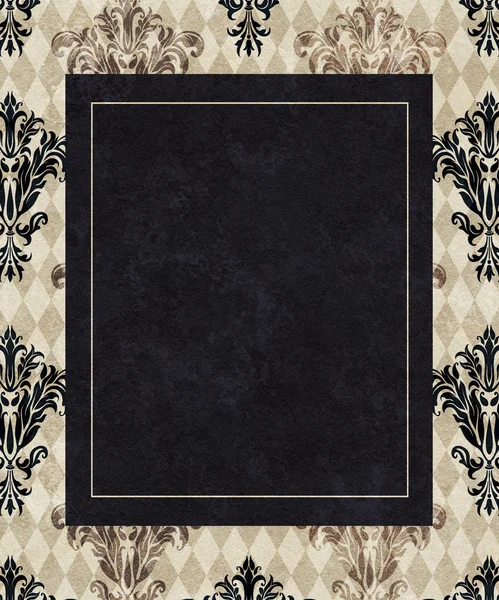 Chic Frame Copy Space on Taupe Harlequin and Damask — Stock Photo, Image