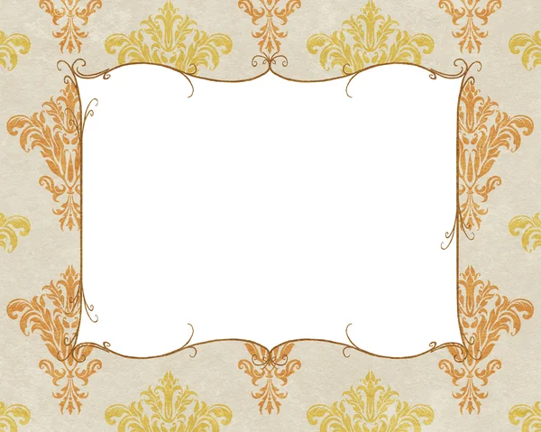 Chic Frame espaço de cópia em branco e ouro Damasco — Fotografia de Stock