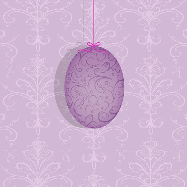 Huevo de Pascua colgando de una cinta rosa — Foto de Stock