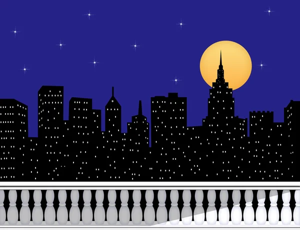 (Inggris) City Skyline At Night From a Rooftop Terrace — Stok Foto