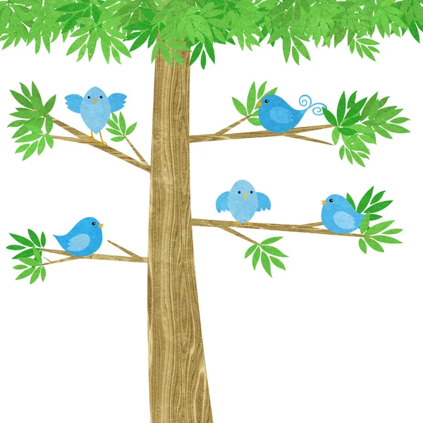 Cute Little Birds in a Tree — Stock Photo, Image