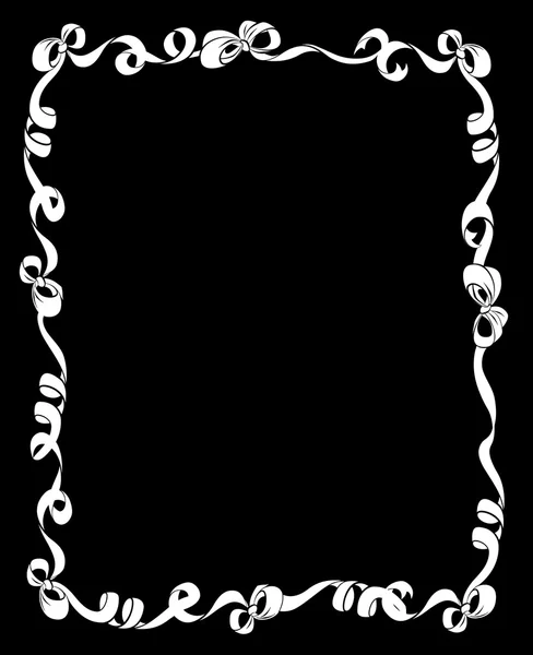 Frame of White Ribbons and Bows on Black — Stock Photo, Image