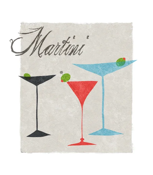 Martini Stylized Retro Illustration With Lettering — Fotografie, imagine de stoc