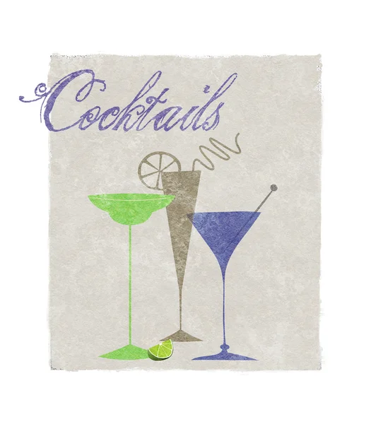 Cocktails stiliserade Retro drycker med typografi — Stockfoto